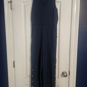 Gianni Bini Navy Jumpsuit with Button Accents